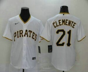 Men's Pittsburgh Pirates #21 Roberto Clemente White Stitched Cool Base  Jersey