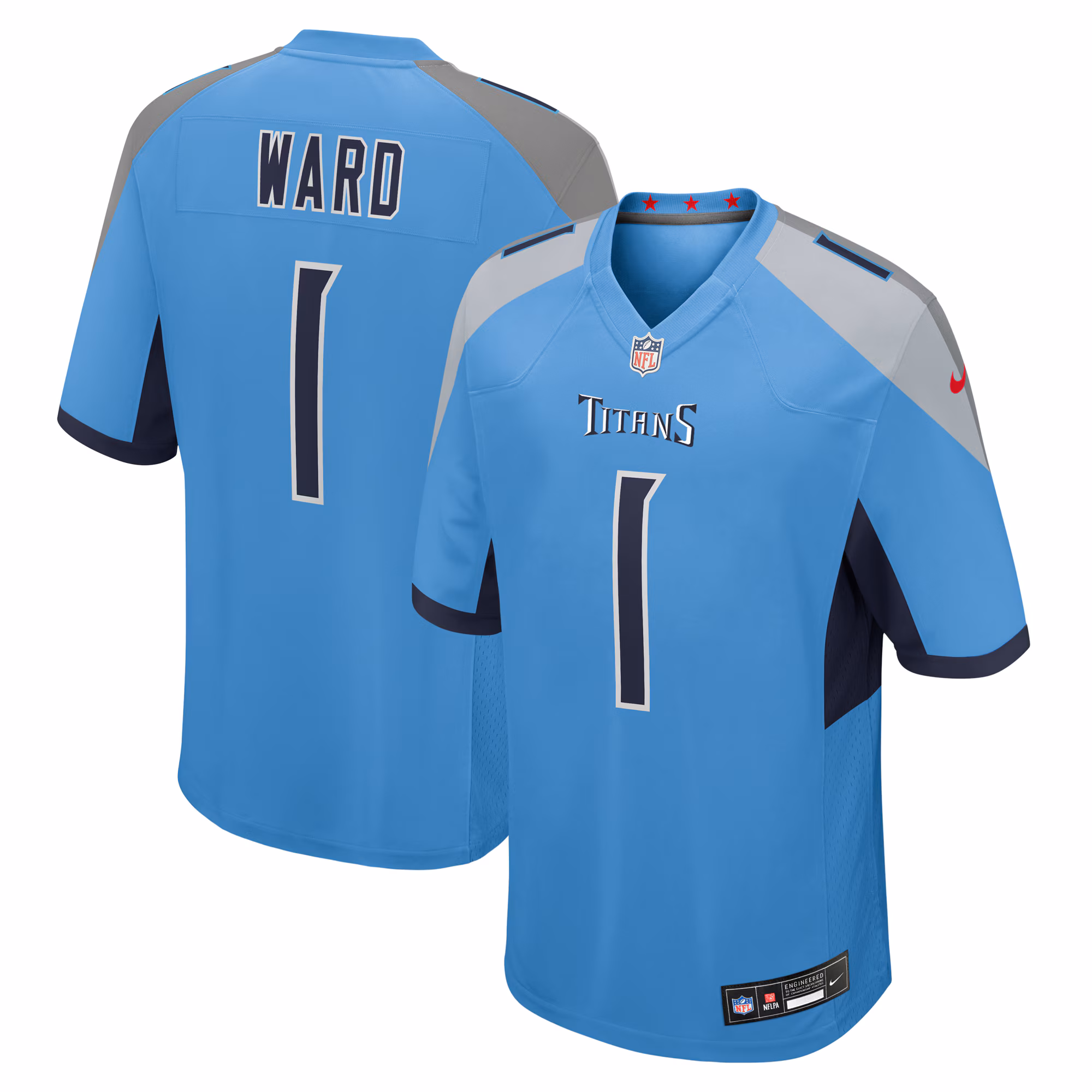 Cameron Ward #1 Tennessee Titans Light Blue 2025 NFL Draft First Round Pick Game Jersey