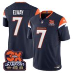 John Elway Denver Broncos-Time Champions Patch Vapor Limited Jersey - All Stitched