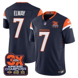 John Elway Denver Broncos-Time Champions Patch Vapor Limited Jersey - All Stitched