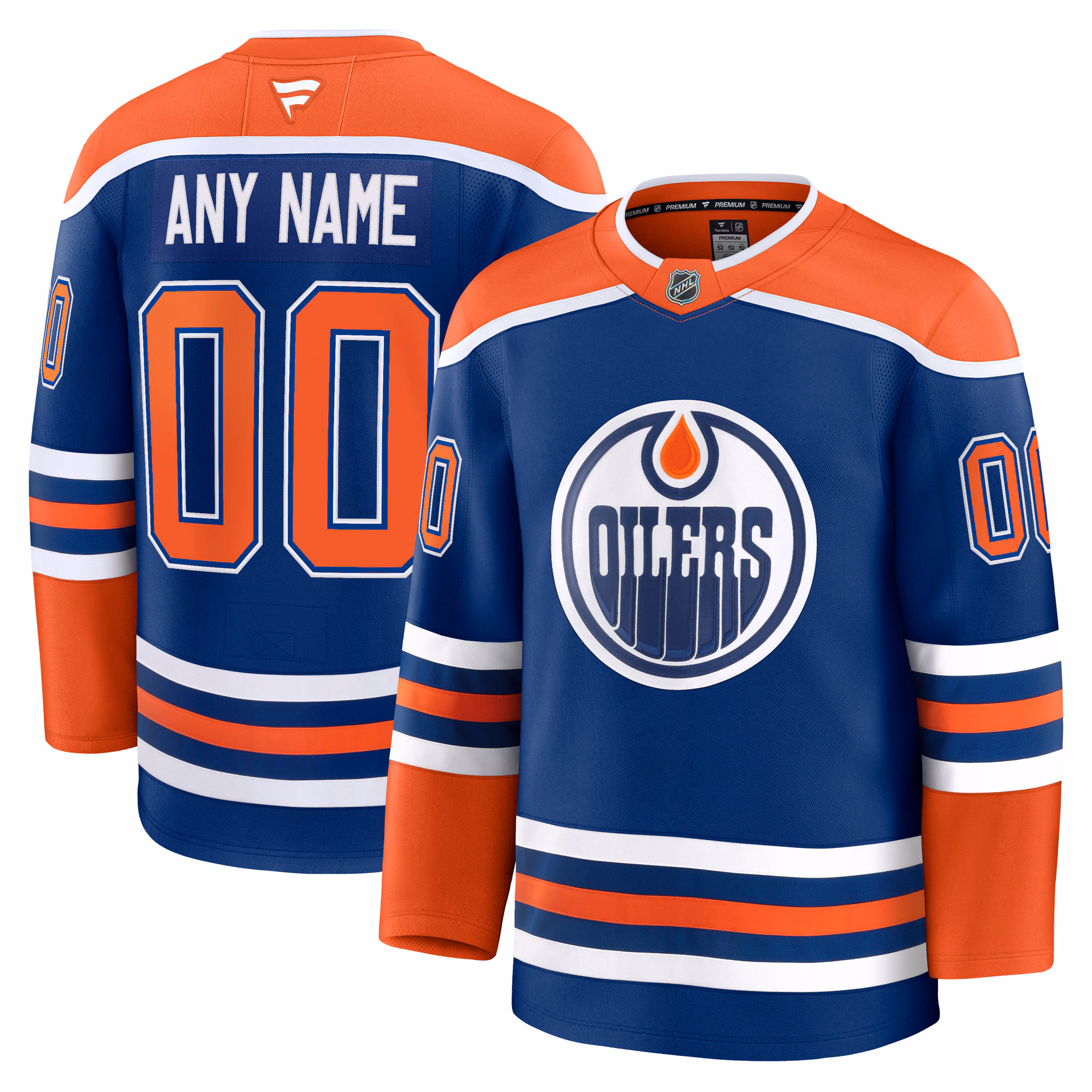 Edmonton Oilers Fanatics Royal Home Premium Custom #00 Jersey