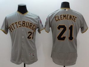 Pittsburgh Pirates #21 Roberto Clemente Grey Flexbase Collection Stitched Jersey