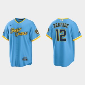 Men's Milwaukee Brewers #12 Hunter Renfroe 2022 City Connect Powder Blue Jersey
