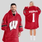 Adult #1 Wisconsin Football Unisex Blanket Hoodie