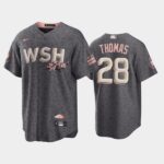 Men's #28 Lane Thomas 2022 City Connect Washington Nationals Replica Bloom Gray Jersey