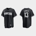 Men's Arizona Diamondbacks #13 Nick Ahmed 2021 All Black Fashion Black White Jersey