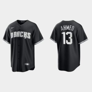 Men's Arizona Diamondbacks #13 Nick Ahmed 2021 All Black Fashion Black White Jersey