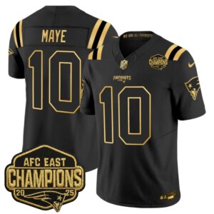 Drake Maye #10 New England Patriots 2026 AFC East Champions Gold Vapor Limited Jersey - All Stitched