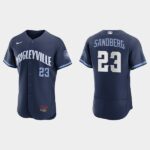 Men's Chicago Cubs #23 Ryne Sandberg Navy 2021 City Connect Flex Base Jersey