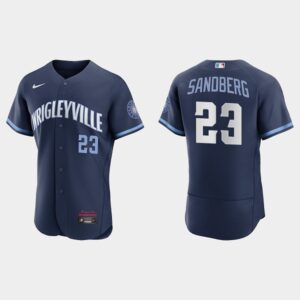 Men's Chicago Cubs #23 Ryne Sandberg Navy 2021 City Connect Flex Base Jersey