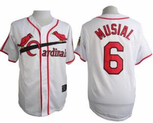 St. Louis Cardinals #6 Stan Musial White Cooperstown Throwback Stitched Jersey
