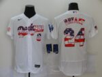Men's Los Angeles Dodgers #8 #24 Kobe Bryant White USA Flag Stitched Flex Base  Jersey
