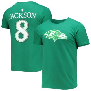 Men's Lamar Jackson Green Baltimore Ravens St. Patrick's Day Icon Player T-Shirt