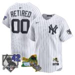 Your name #00 New York Yankees Jackie Robinson Patch Collection Limited Jersey - White