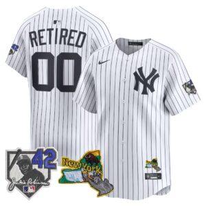 Your name #00 New York Yankees Jackie Robinson Patch Collection Limited Jersey - White