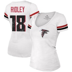 Women's Calvin Ridley White Atlanta Falcons Name & Number V-Neck T-Shirt