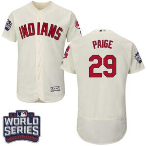 Cleveland Indians #29 Satchel Paige Cream Flexbase Collection 2016 World Series Bound Stitched Jersey