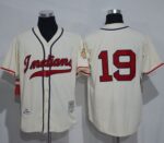Mitchell And Ness 1948 Cleveland Indians #19 Bob Feller Cream Stitched Throwback Jersey
