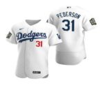 Men's Los Angeles Dodgers #31 Joc Pederson White 2020 World Series Flex Base  Jersey