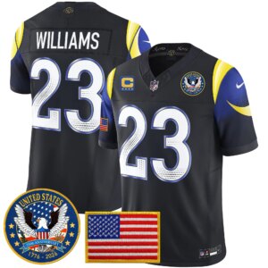 Kyren Williams #23 Los Angeles Rams 2025 United States 250th Anniversary Patch Vapor Limited Jersey - All Stitched