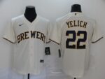 Men's Milwaukee Brewers #22 Christian Yelich Cream Stitched Cool Base  Jersey