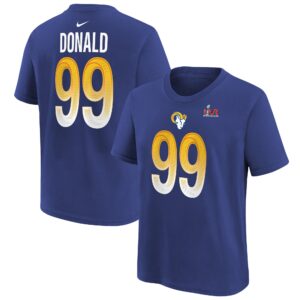 Youth Aaron Donald Royal Los Angeles Rams Super Bowl LVI Name & Number T-Shirt