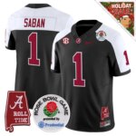 Nick Saban #1 Ncaa BAMA Rose Bowl Patch Vapor Limited Jersey - Alabama Map - All Stitched