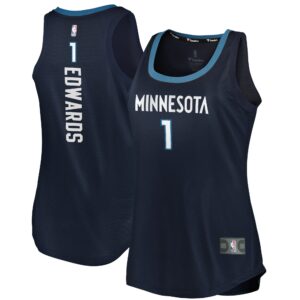 Anthony Edwards Minnesota Timberwolves  Women's 2021/22 Fast Break Tank Jersey - Icon Edition - Navy