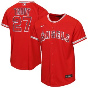 Youth Los Angeles Angels Mike Trout #27 Red Alternate Replica Jersey
