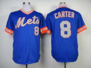 Mitchell And Ness 1983 New York Mets #8 Gary Carter Blue Throwback Stitched Jersey