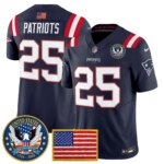 Patriots #25 New England Patriots United States 250th Anniversary Patch Vapor Limited Jersey - All Stitched