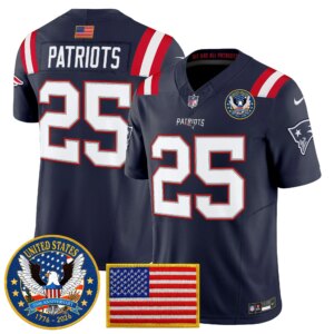 Patriots #25 New England Patriots United States 250th Anniversary Patch Vapor Limited Jersey - All Stitched