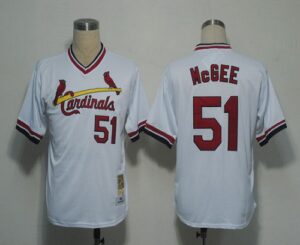 Mitchell And Ness St. Louis Cardinals #51 Willie McGee White Throwback Stitched Jersey