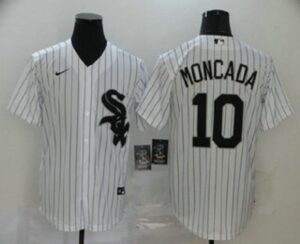 Men's Chicago White Sox #10 Yoan Moncada White Stitched Cool Base  Jersey