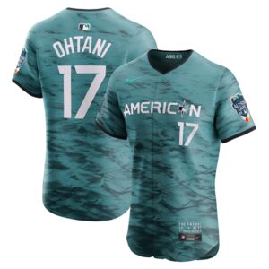 Men's American League #17 Shohei Ohtani  Teal 2023 All-Star Game Flex Base Jersey