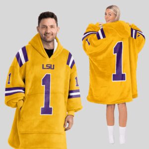 Adult #1 LSU Football Unisex Blanket Hoodie