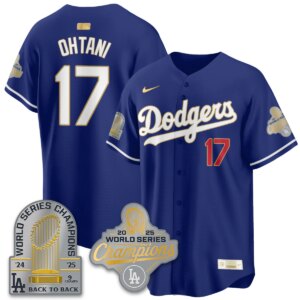 Shohei Ohtani #17 Los Angeles Dodgers 9x Champs Gold Collection Stadium Vapor Limited Jersey - All Royal