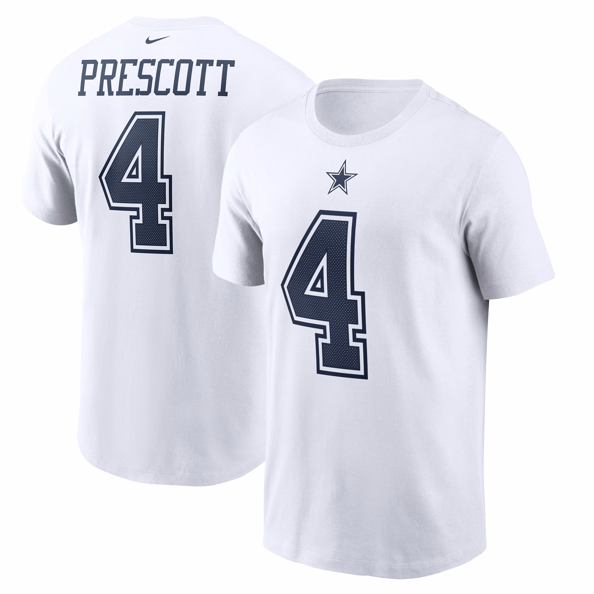 Men's Dak Prescott White Dallas Cowboys Name & Number T-Shirt