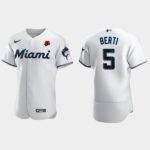 Men's Miami Marlins #5 Jon Berti White 2021 Memorial Day Flex Base Jersey