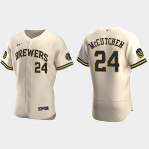Men's Milwaukee Brewers #24 Andrew McCutchen Alternate Cream Jersey