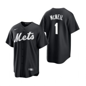 Men's New York Mets #1 Jeff McNeil  Black White Cool Base Official Jersey