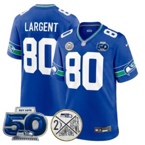 Steve Largent #80 Seattle Seahawks Super Bowl 50th Patch Vapor Limited Game Jersey - All Stitched