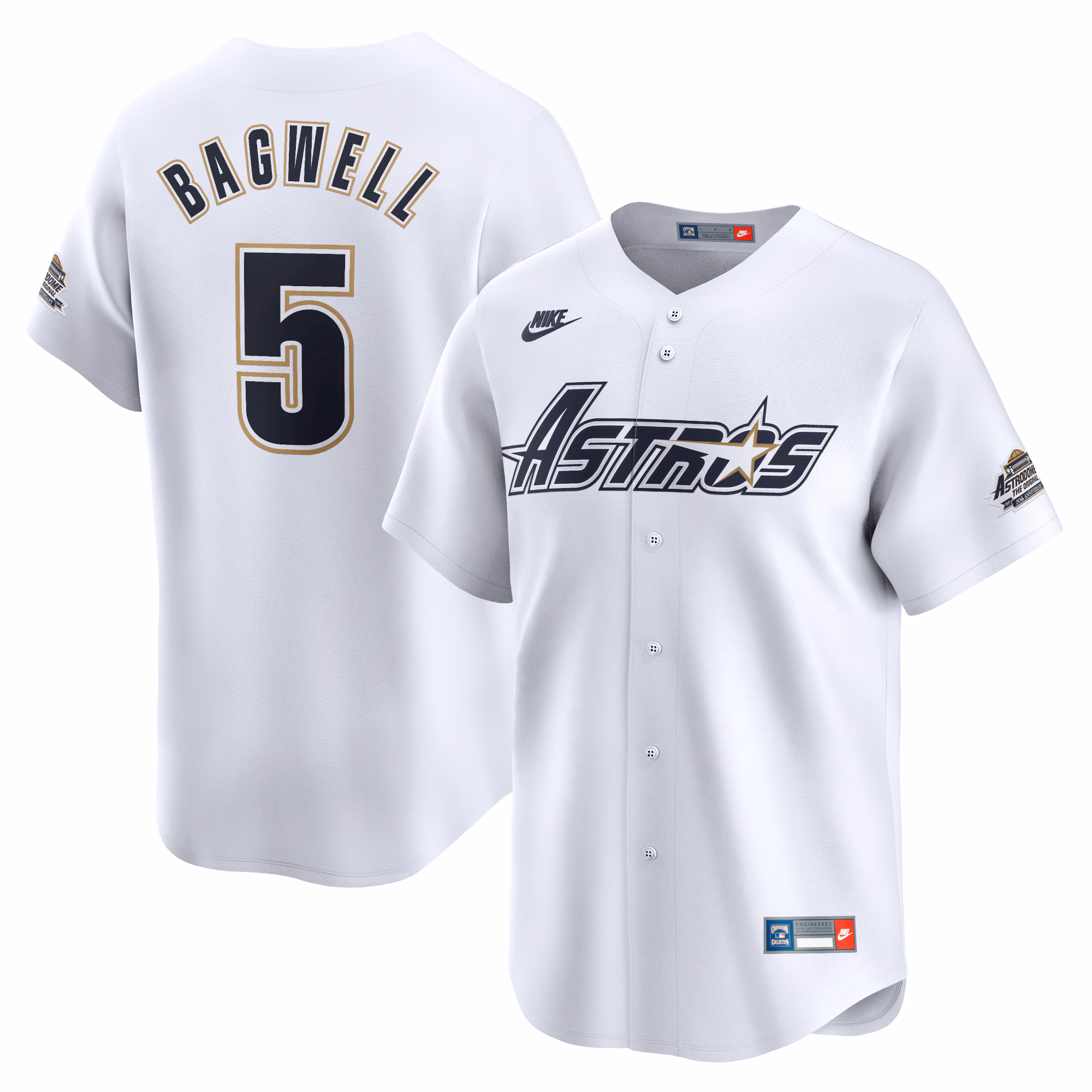 Houston Astros Jeff Bagwell #5 White Throwback Cooperstown Collection Limited Jersey