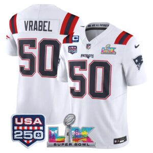 Mike Vrabel #50 New England Patriots Super Bowl LX 250th Patch Vapor  3-Star C Limited Game Jersey - All Stitched