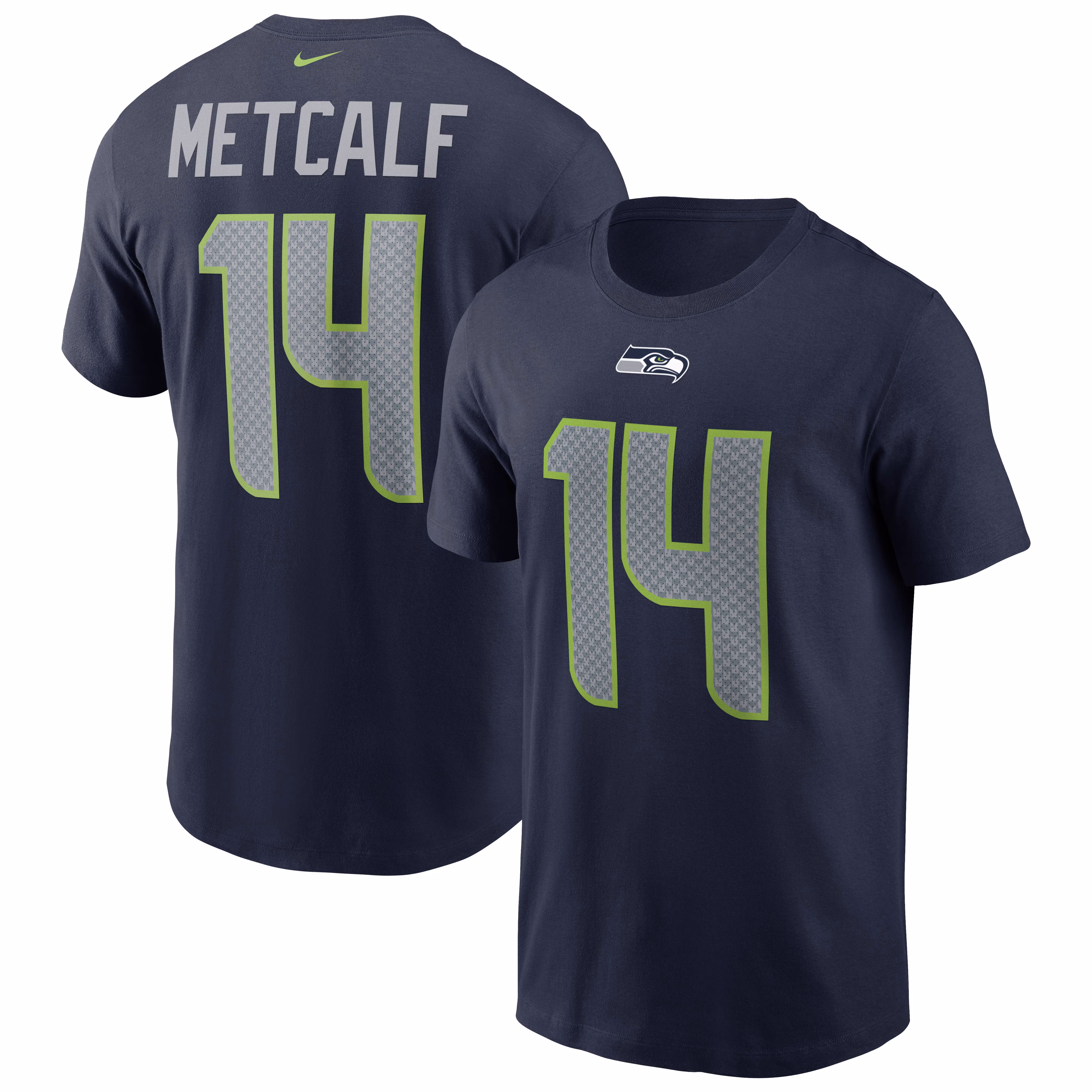 Men's DK Metcalf College Navy Seattle Seahawks Name & Number T-Shirt
