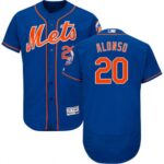 Men's New York Mets #20 Pete Alonso Majestic Orange Flex Base Royal Alternate Collection Jersey