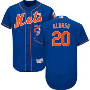 Men's New York Mets #20 Pete Alonso Majestic Orange Flex Base Royal Alternate Collection Jersey