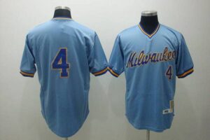 Mitchell And Ness Milwaukee Brewers #4 Paul Molitor Stitched Blue Throwback Jersey