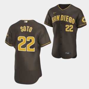 Men's San Diego Padres #22 Juan Soto Brown Road Flex Base Jersey