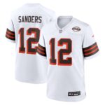 Men's Shedeur Sanders #12 White Cleveland Browns 2025 Draft 2nd Alternate Game Jersey